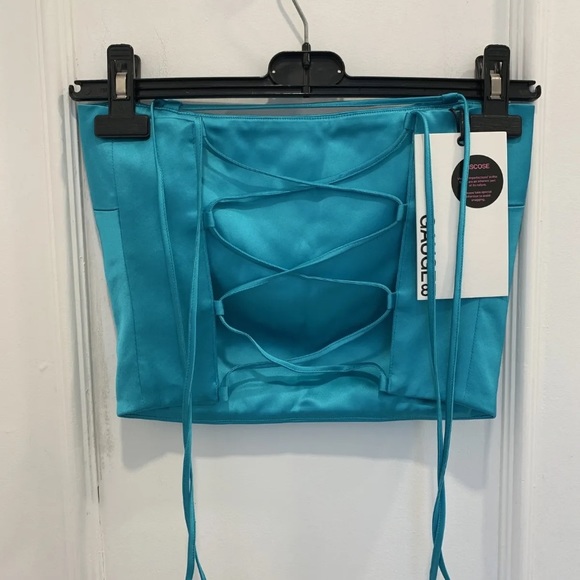 NWT GAUGE81 SSENSE Exclusive Turquoise Blue Satin ‘Turin’ Top Size S - Picture 6 of 9